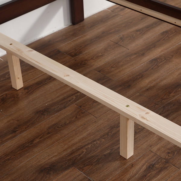 Pine Horizontal Plank Bed Walnut Color 4FT