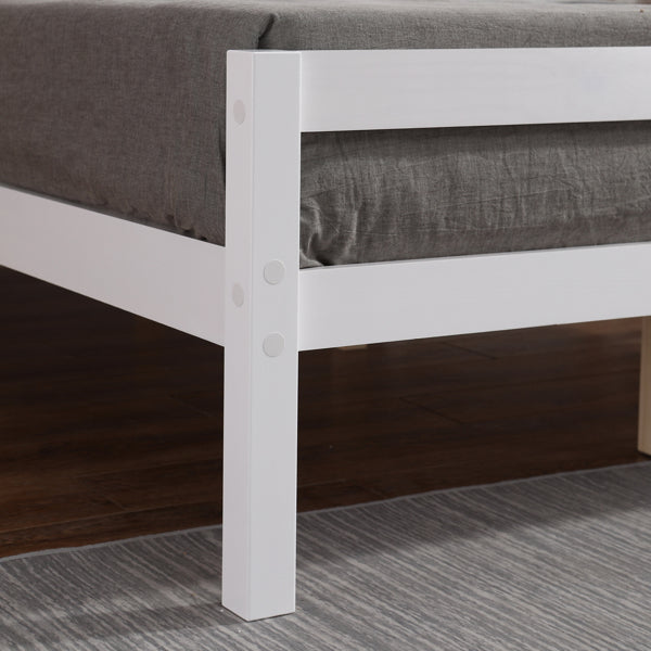 Vertical Board Bed Head Horizontal Bar Bed End Solid Wood Bed White 4FT6