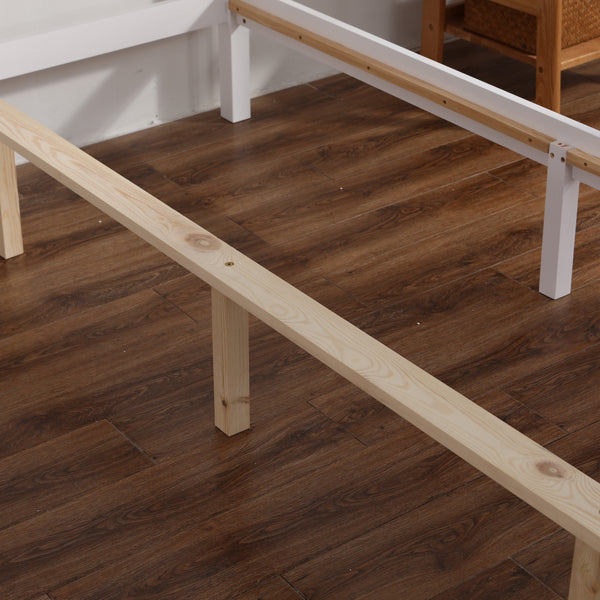 Vertical Board Bed Head Horizontal Bar Bed End Solid Wood Bed White 4FT6
