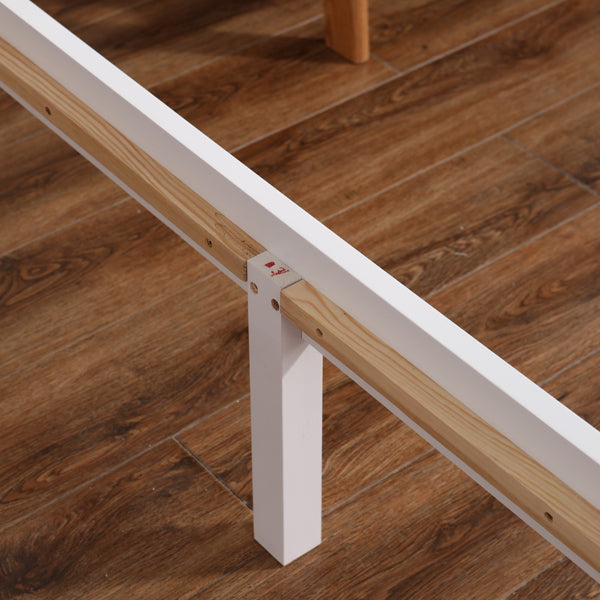 Vertical Board Bed Head Horizontal Bar Bed End Solid Wood Bed White 4FT6