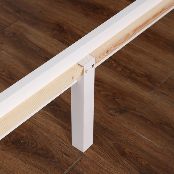 Vertical Board Bed Head Horizontal Bar Bed End Solid Wood Bed White 4FT6
