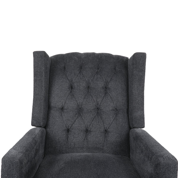 Classic Style Manual Recliner With Nailhead Trim Adjustable Chenille-Dark Gray