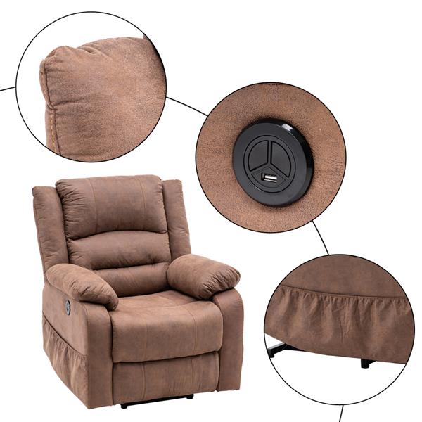 Type C electric lift function chair with massage brown PU combination