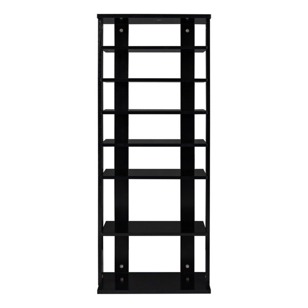7 Tiers Wooden Shoes Racks Entryway Shoes Storage Stand Black