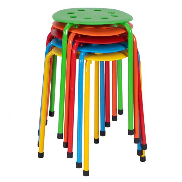 5-Piece Stackable Round Stool In Five Colors