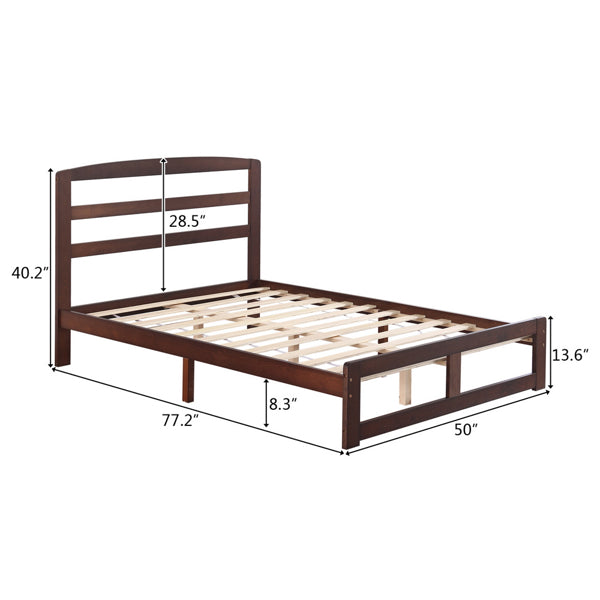 Pine Horizontal Plank Bed Walnut Color 4FT