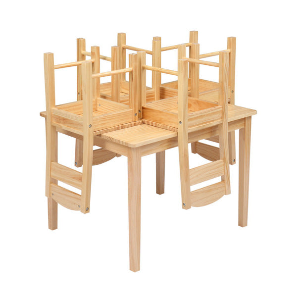 5pcs/set Kids Wooden Pine Table Desk And Chair Set