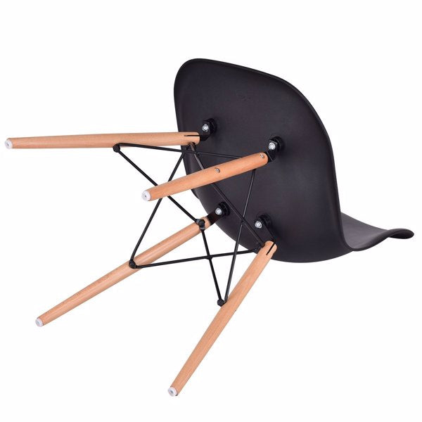 Dining Chairs with Natural Wood Legs & ABS backrest Black