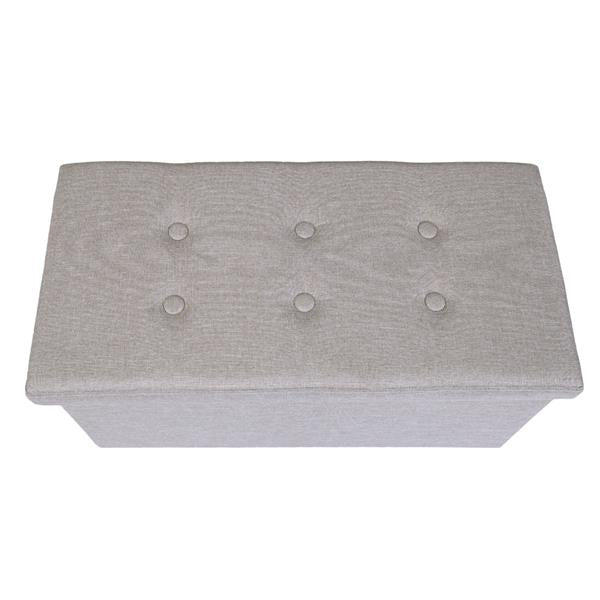 Practical Hessian Rectangle Shape Surface with Leather Button Footstool White