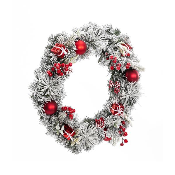 Christmas Wreath Decorated With a Snow-White Effect Apple Gift Box