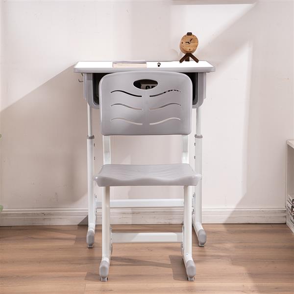 Adjustable Students Children Desk and Chairs Set White