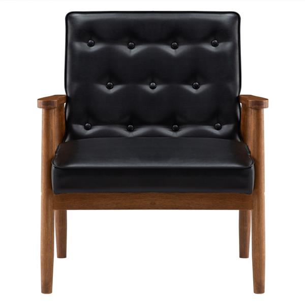 Retro Modern Wooden Single Sofa Chair Black PU