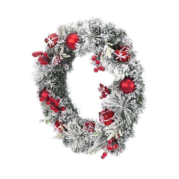 Christmas Wreath Decorated With a Snow-White Effect Apple Gift Box