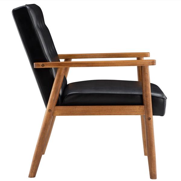 Retro Modern Wooden Single Sofa Chair Black PU