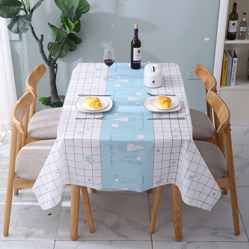Vinmax 137*90cm Tablecloth anti-scald water and oil resistant wash-free PVC plaid coffee table mat