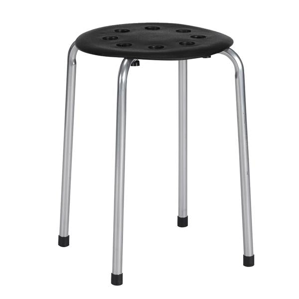 5-Piece Stackable Round Stool Black Silver