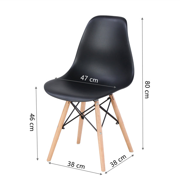 Dining Chairs with Natural Wood Legs & ABS backrest Black