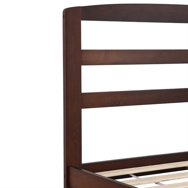 Pine Horizontal Plank Bed Walnut Color 4FT