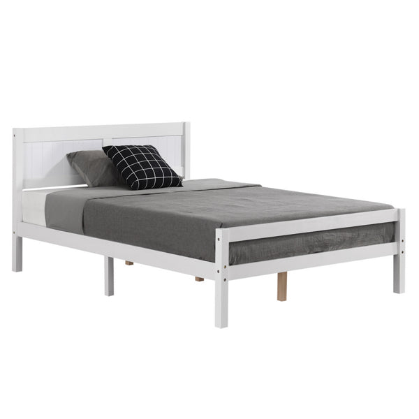 Vertical Board Bed Head Horizontal Bar Bed End Solid Wood Bed White 4FT