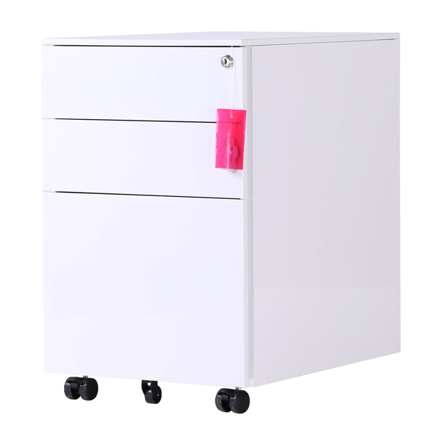 Iron Three Drawers Metal File Cabinet White