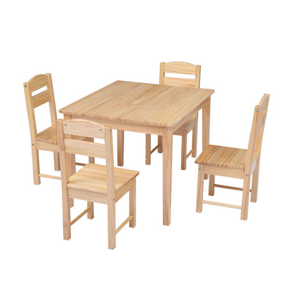 5pcs/set Kids Wooden Pine Table Desk And Chair Set