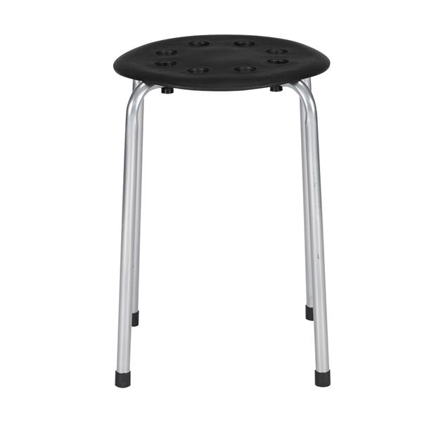 5-Piece Stackable Round Stool Black Silver