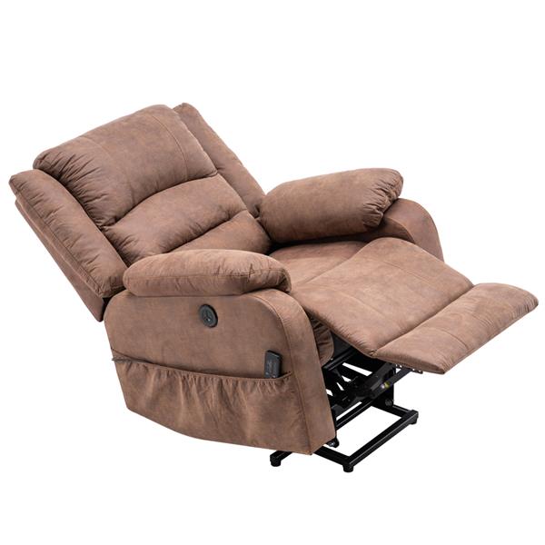 Type C electric lift function chair with massage brown PU combination