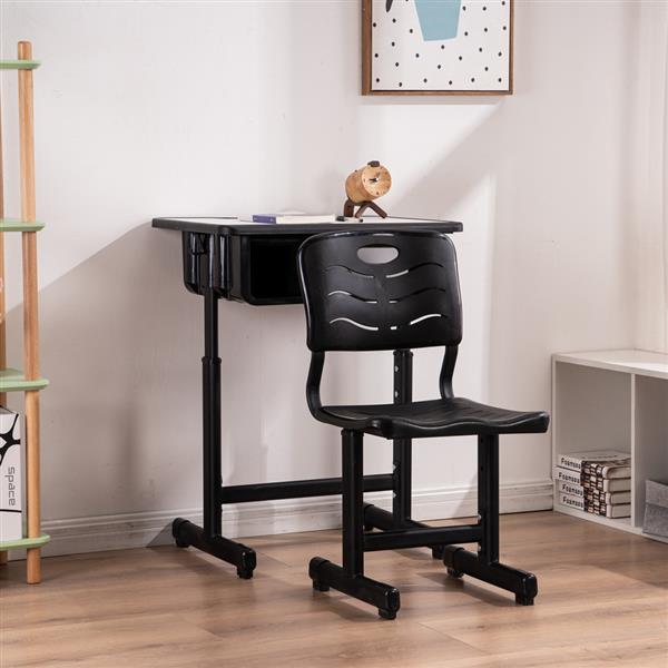 Adjustable Students Children Desk and Chairs Set Black