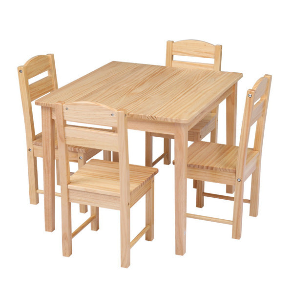 5pcs/set Kids Wooden Pine Table Desk And Chair Set