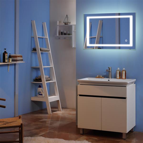 Square Touch LED Bathroom Mirror Silver