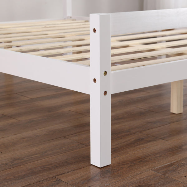 Vertical Board Bed Head Horizontal Bar Bed End Solid Wood Bed White 4FT6