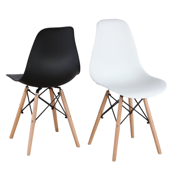 Dining Chairs with Natural Wood Legs & ABS backrest Black