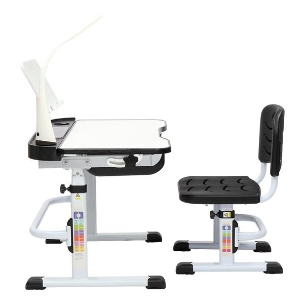 70CM Lifting Children Learning Table And Chair Black (With Table Lamp)