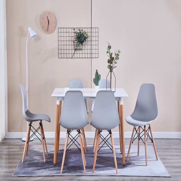 Dining Chairs with Natural Wood Legs & ABS backrest Gray