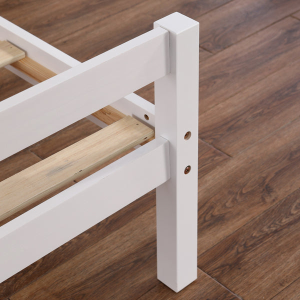 Vertical Board Bed Head Horizontal Bar Bed End Solid Wood Bed White 4FT6