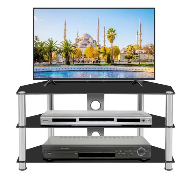 60 inch Simple three-layer TV Cabinet with Cable Back Panel Black