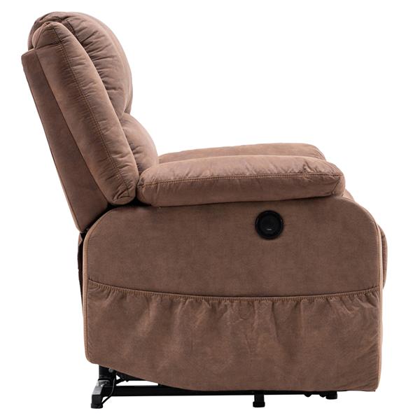 Type C electric lift function chair with massage brown PU combination