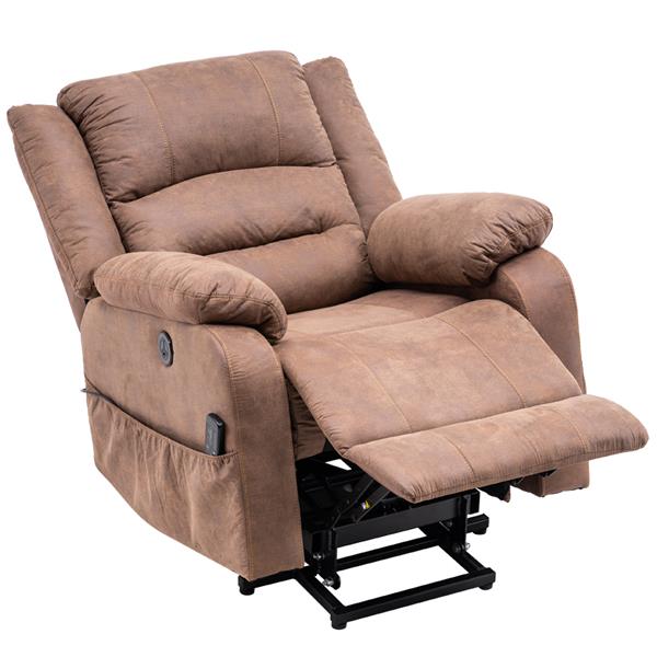 Type C electric lift function chair with massage brown PU combination