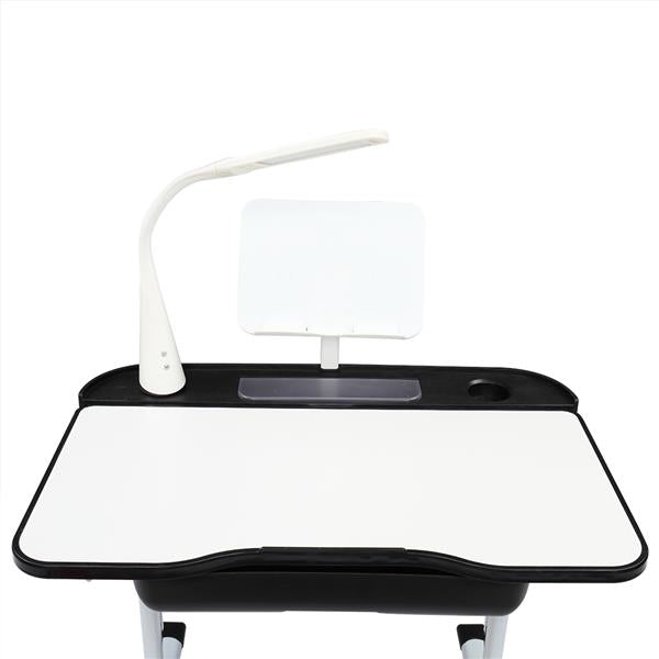70CM Lifting Children Learning Table And Chair Black (With Table Lamp)