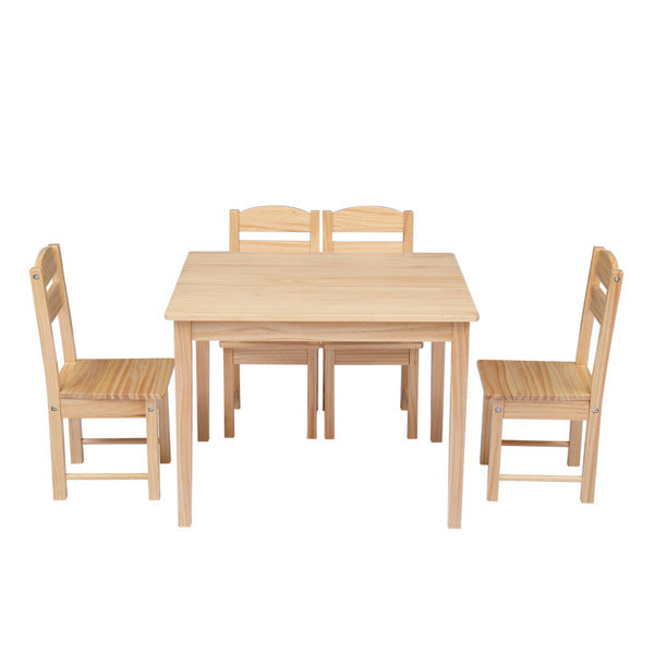 5pcs/set Kids Wooden Pine Table Desk And Chair Set