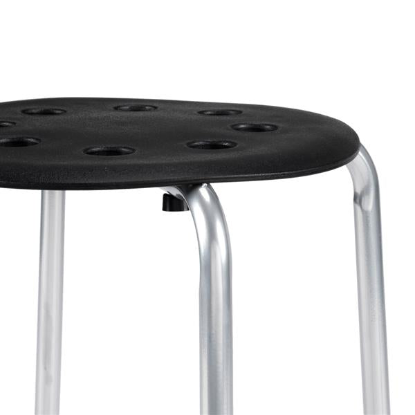 5-Piece Stackable Round Stool Black Silver