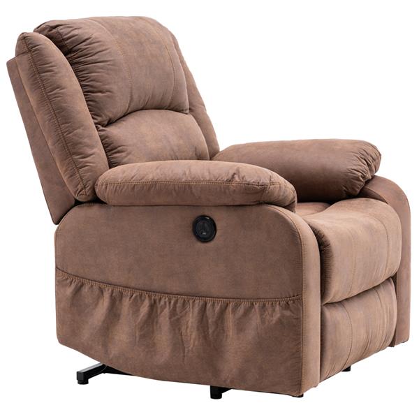 Type C electric lift function chair with massage brown PU combination