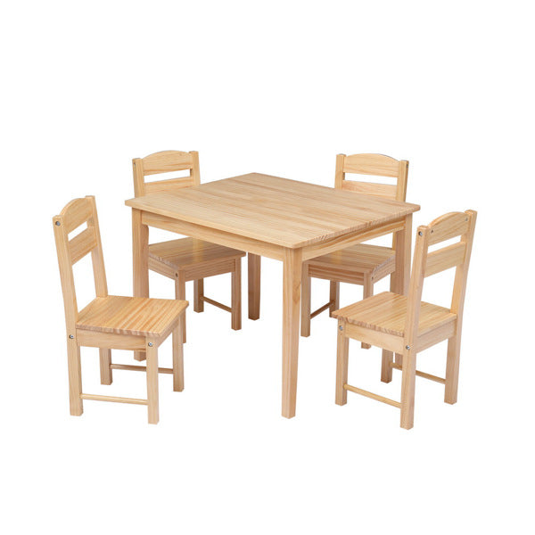 5pcs/set Kids Wooden Pine Table Desk And Chair Set