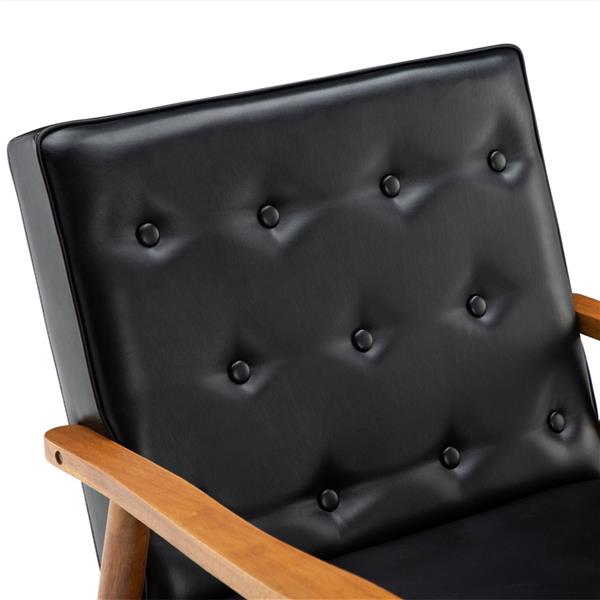 Retro Modern Wooden Single Sofa Chair Black PU