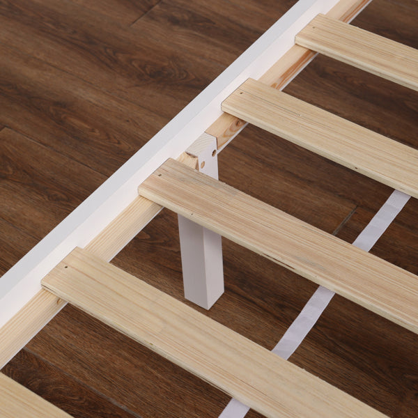 Vertical Board Bed Head Horizontal Bar Bed End Solid Wood Bed White 4FT6