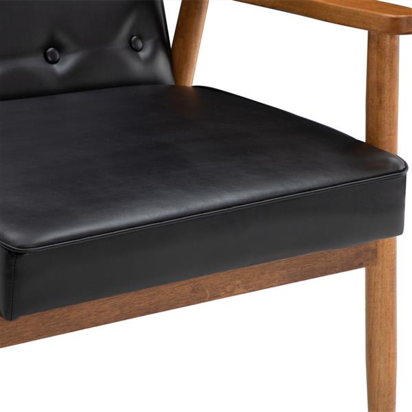 Retro Modern Wooden Single Sofa Chair Black PU