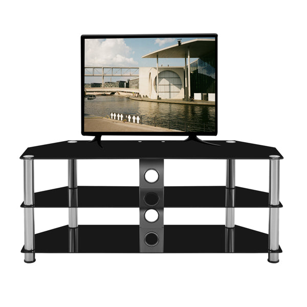 60 inch Simple three-layer TV Cabinet with Cable Back Panel Black