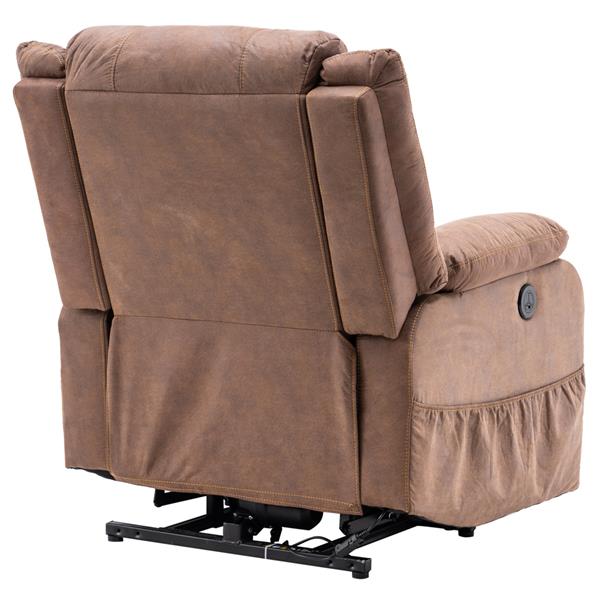 Type C electric lift function chair with massage brown PU combination