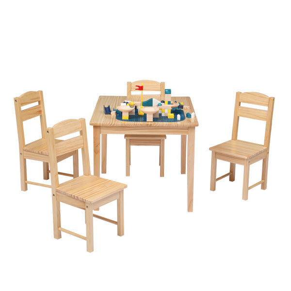 5pcs/set Kids Wooden Pine Table Desk And Chair Set