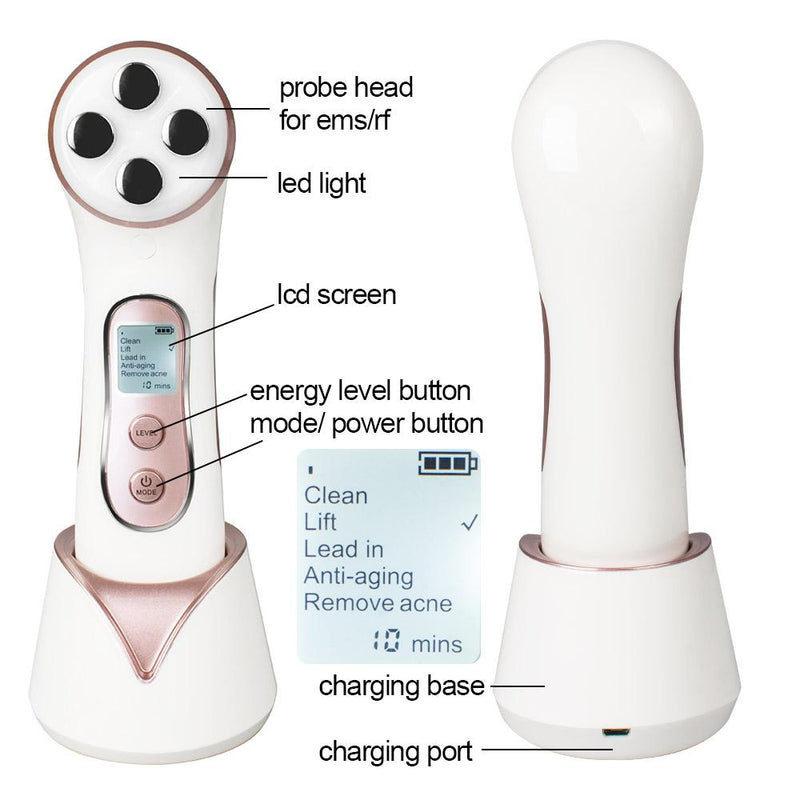 LED light phototherapy Anti Aging Lifting skin care 5 in1 Face Skin Tool facial massager